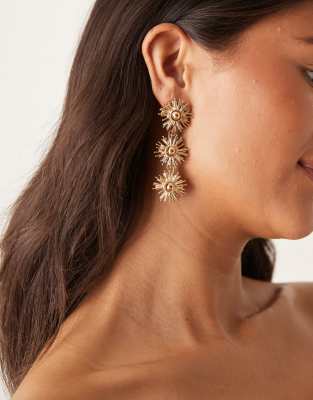 ASOS DESIGN - Hängeohrringe in Gold-Optik mit Sonnen-Design-Goldfarben