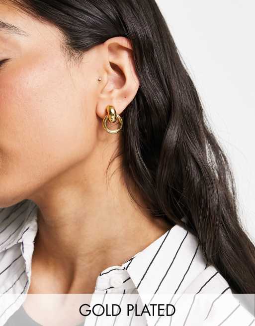 ASOS DESIGN – Hängeohrringe mit 14-Karat-Vergoldung und kleinem Türklopfer-Design
