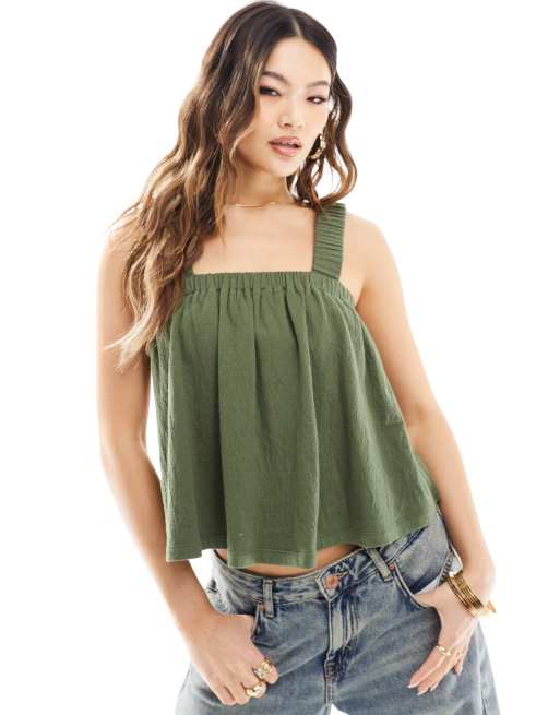 ASOS DESIGN – Hänger-Oberteil in Khaki mit Bindebändern hinten