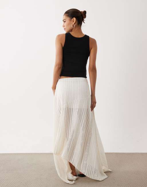 ASOS DESIGN hanky hem lace midi skirt white, 5 of 5