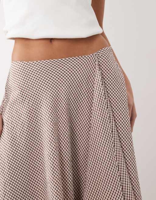 ASOS DESIGN hanky hem maxi skirt in brown check, 4 of 5