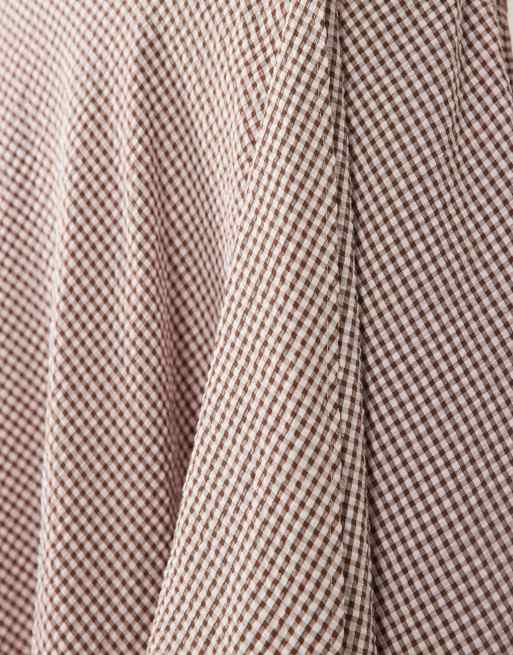 ASOS DESIGN hanky hem maxi skirt in brown check, 5 of 5