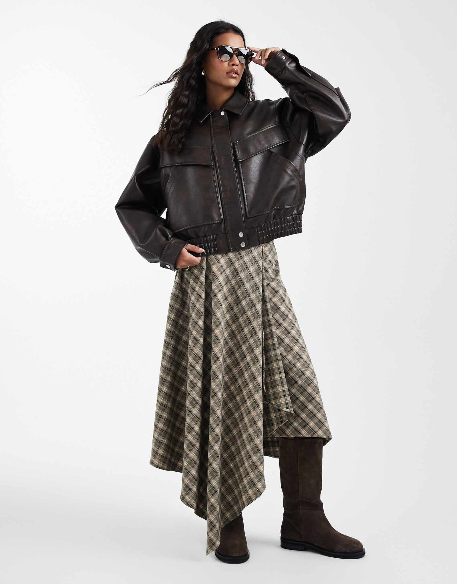 Макси-юбка в клетку с узким подолом от ASOS DESIGN