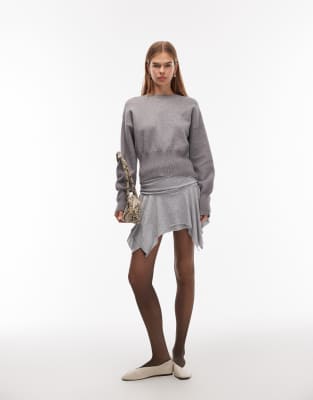 Asos Design Hanky Hem Mini Skort In Gray