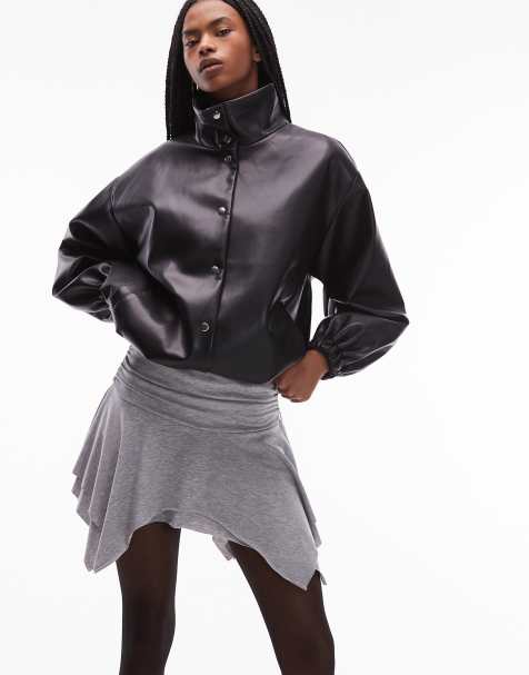 ASOS DESIGN hanky hem mini skort in gray heather - view 1