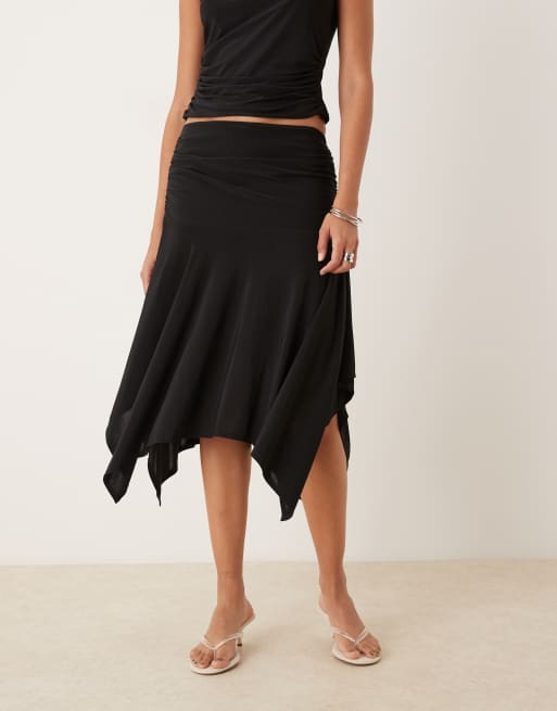 ASOS DESIGN handkerchief hem skirt in black - part of a set