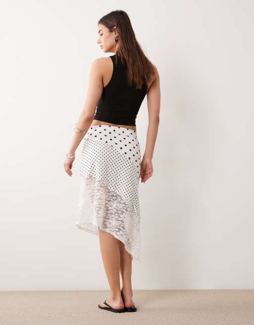 ASOS DESIGN hanky hem skirt in polka dot print, 4 of 5