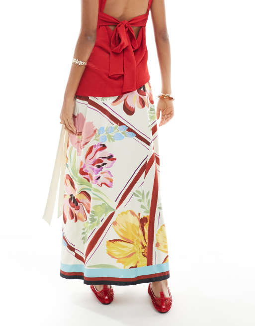 ASOS DESIGN handkerchief maxi skirt in scarf print