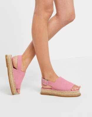 ASOS DESIGN Hannah suede flatform espadrilles in pink