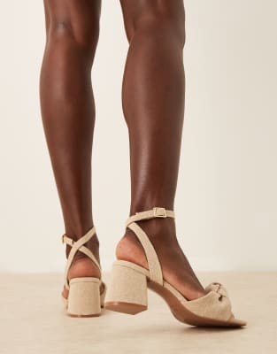 Asos Design Wide Fit Hansel Knotted Mid Heeled Sandals
