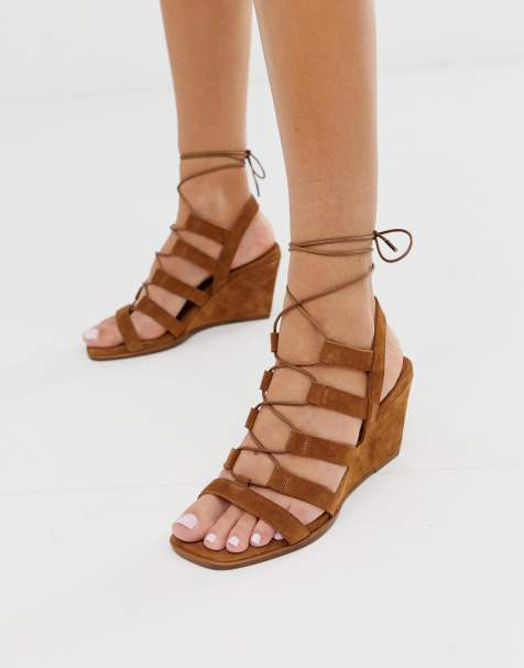 asos tan wedges