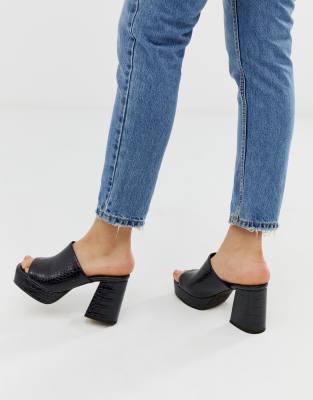 black crocodile mules