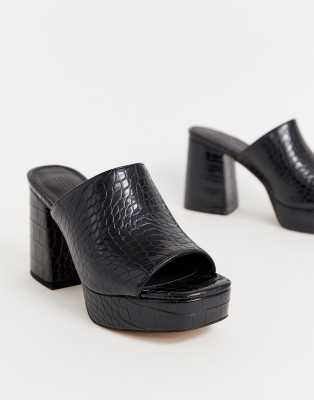 black crocodile mules