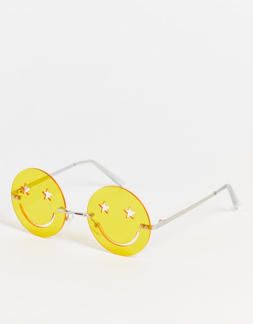 ASOS DESIGN - Happy Face - Lunettes tendance - Jaune