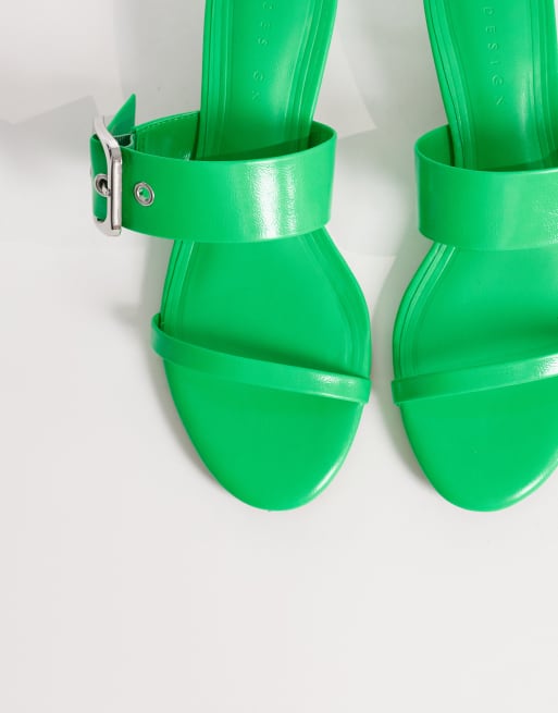 ASOS DESIGN - Happy - Muiltjes-sandalen met hak en oversized gesp in groen, 3 van 4