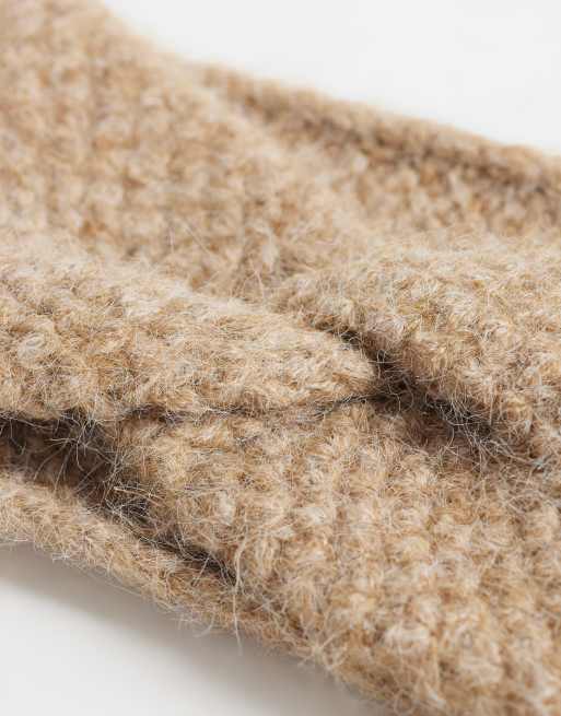 ASOS DESIGN hårbånd i tekstureret strik i oatmeal, 2 af 3