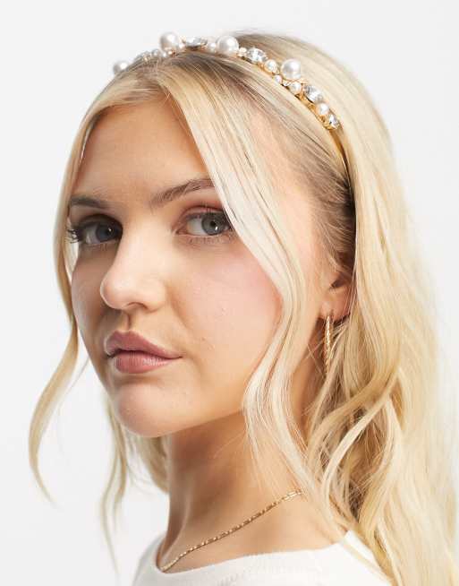 ASOS DESIGN - Hårbånd med perle- og krystaldesign