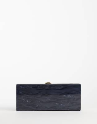 Asos Design Hard Case Clutch In Silver