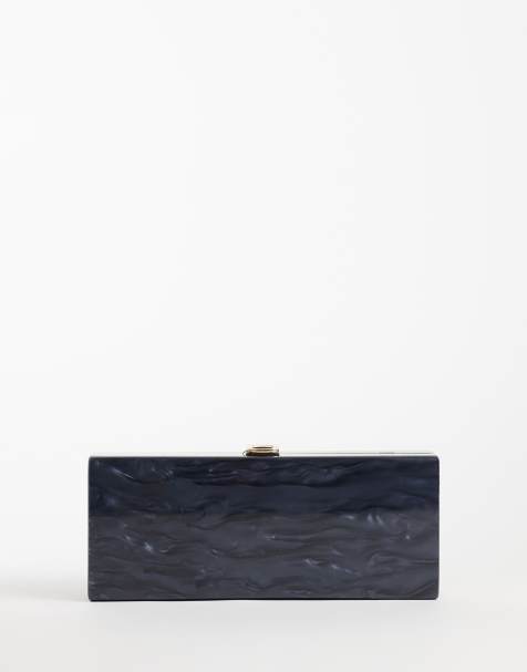 ASOS DESIGN hard case clutch in gray marble - view 1