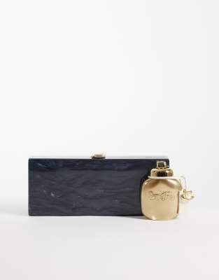 Asos Design Hard Case Clutch In Silver