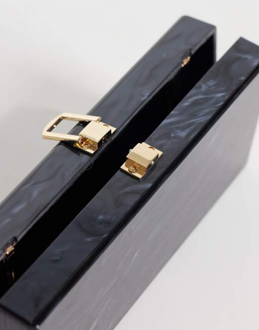 ASOS DESIGN hardcase clutch in grey marble, 3 of 4