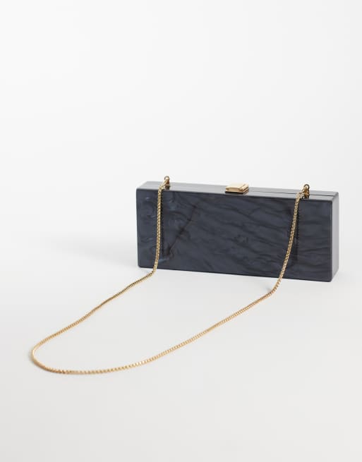 ASOS DESIGN hardcase clutch in grey marble, 4 of 4