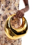 [ASOS DESIGN] ASOS DESIGN hardcase scoop clutch in gold No Size GOLD