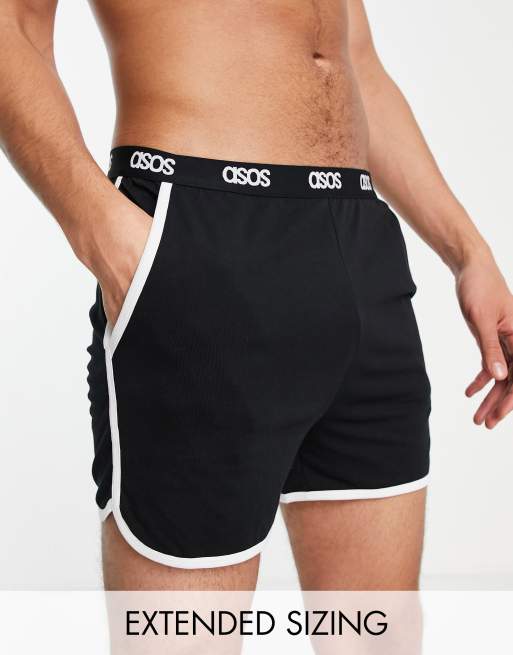 ASOS DESIGN - Hardloopshort in zwart met contrasterende voering en logo-tailleband