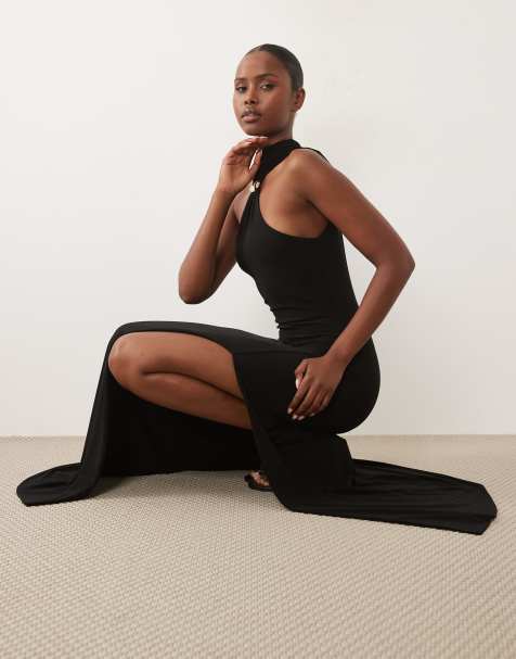 asos black maxi dress DESIGN Curve scoop cami sculpted in scuba-style up occasions ASOS EDITION applique allover floral