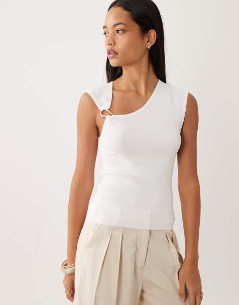 ASOS DESIGN hardware structured top in white