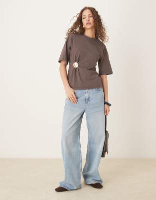 Asos Design Hardware Tee In Brown
