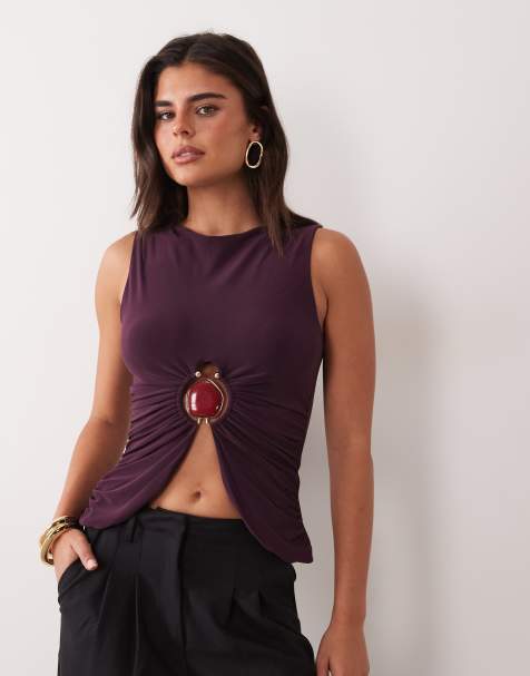 ASOS DESIGN hardware top in plum - view 1