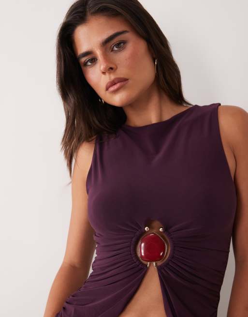 ASOS DESIGN hardware top in plum, 3 of 4
