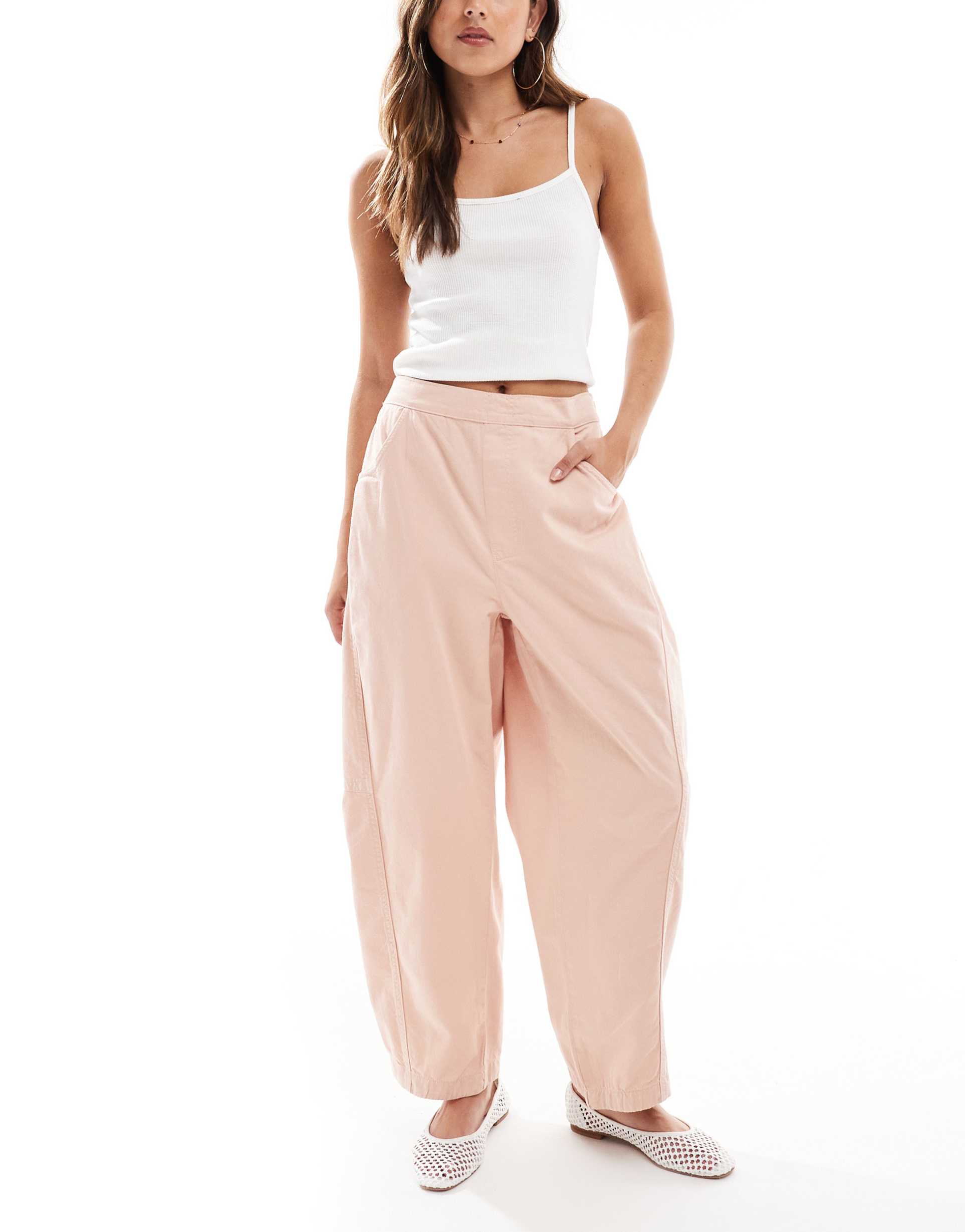 asos design harem barrel jeans in peach wash