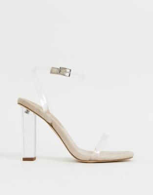 clear slip on block heels
