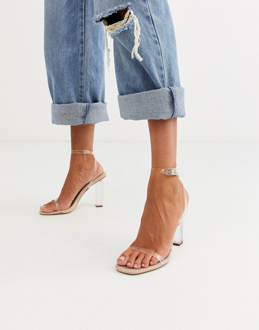 ASOS DESIGN - Hark - Doorzichtige minimalistische sandalen met blokhak-Beige