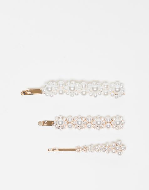 ASOS DESIGN – Hårklämmor med syntetpärlor, 3-pack - view 1