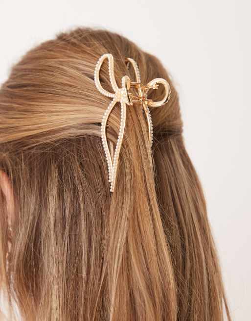 ASOS DESIGN - Hårklemme med sløjfedesign og perledetalje i metal, 3 af 3