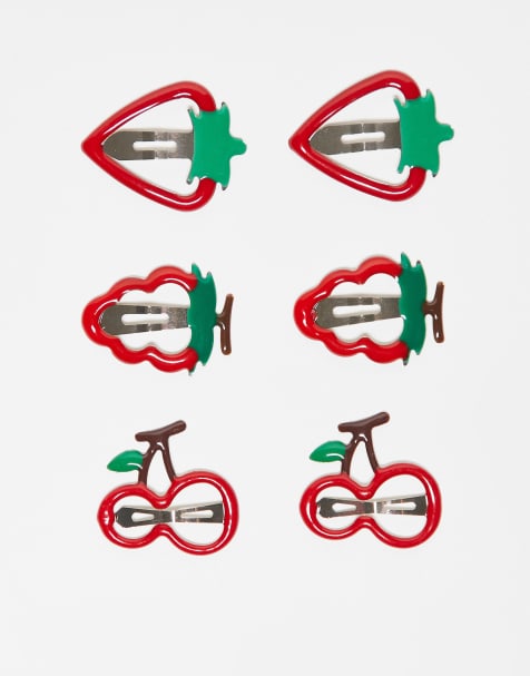 ASOS DESIGN - Hårklemmer med frugter i pakke med 6 - view 1