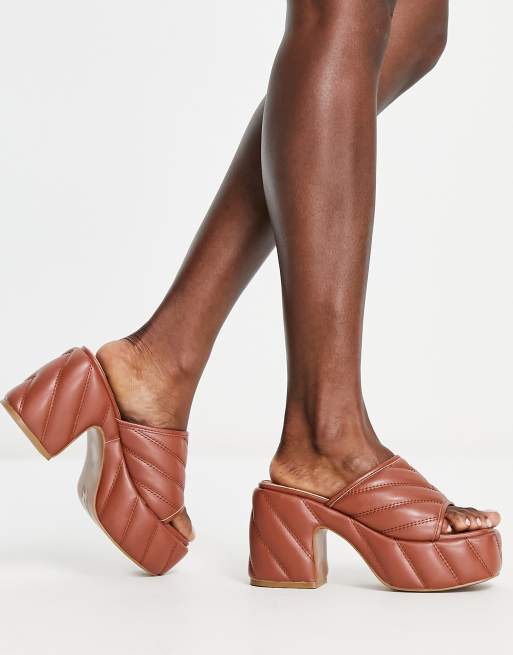 ASOS DESIGN Harlan – Brązowe wyściełane klapki na obcasie