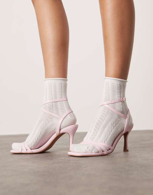 ASOS DESIGN – Harlow – Jasnoróżowe sandały na średnim obcasie, 3 z 4