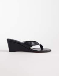 ASOS DESIGN Harlow toe thong wedge sandals in black