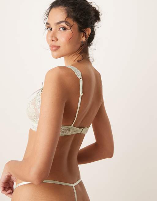 ASOS DESIGN - Harlow - Triangel bh met lint in saliegroen, 4 van 4