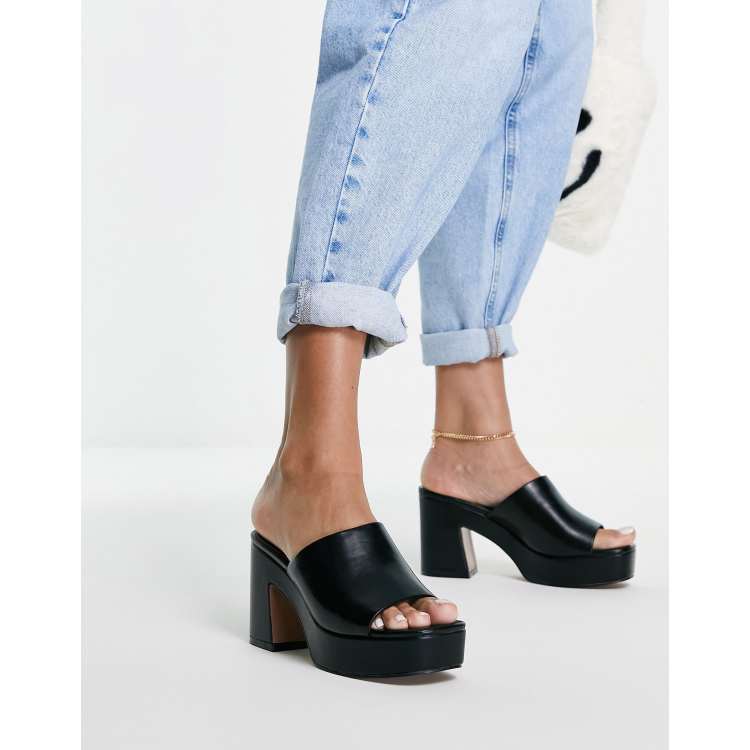 Leather heeled best sale platform mules