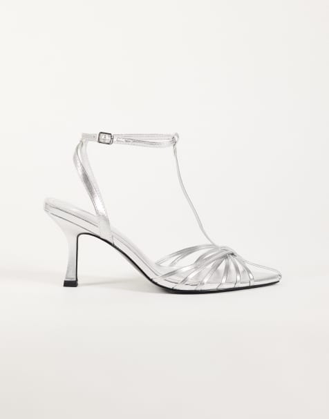 ASOS DESIGN Harmony Riemchen-Sandalette mit Absatz in Silber - view 1
