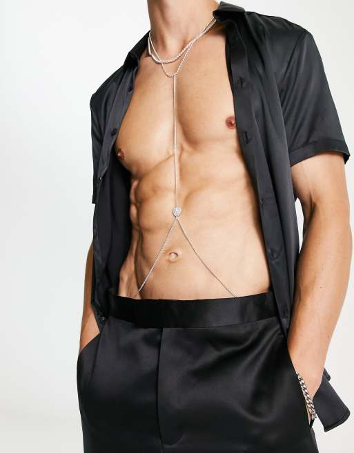 ASOS DESIGN - Harnais de corps avec breloque cœur à strass - Argenté 