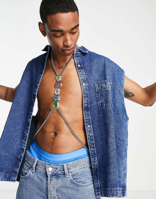 ASOS DESIGN - Harnais de corps avec cristaux colorés - Argenté