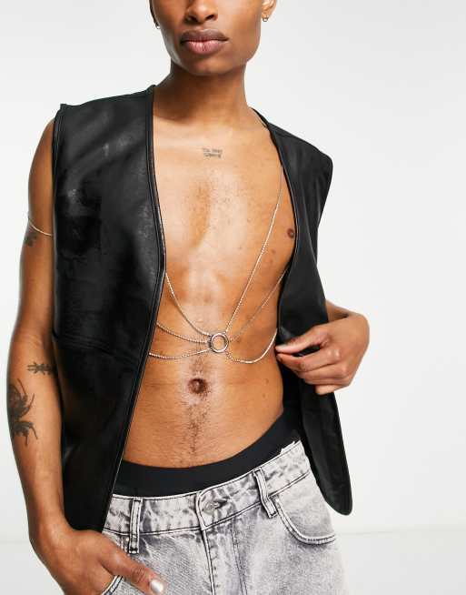 ASOS DESIGN - Harnais style festival avec pavés sur le devant - Argenté