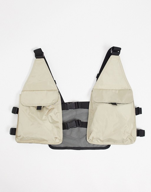 ASOS DESIGN harness bag with stone with mesh detail