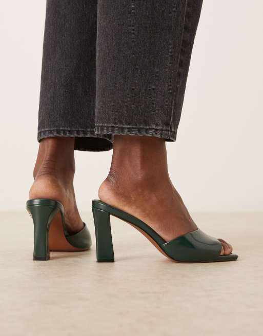 ASOS DESIGN – Harp – Ciemnozielone klapki na średnim obcasie, 2 z 4